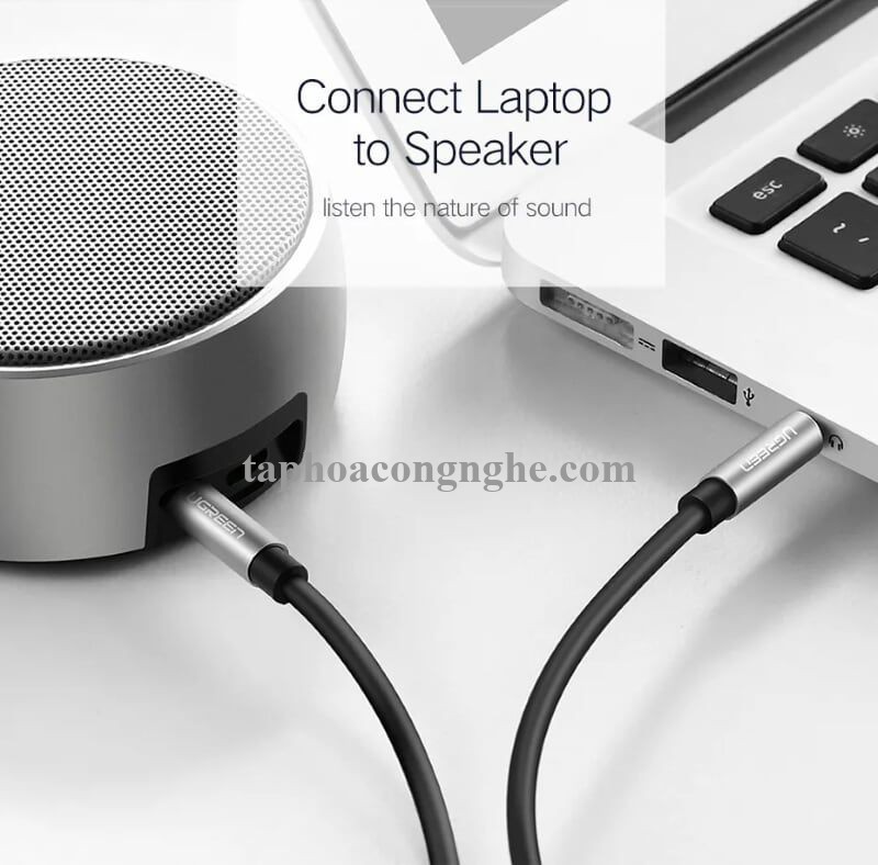 Ugreen 10723 0.5M màu Đen Cáp âm thanh 2 đầu 3.5mm dương dây dẹt AV119 30010723